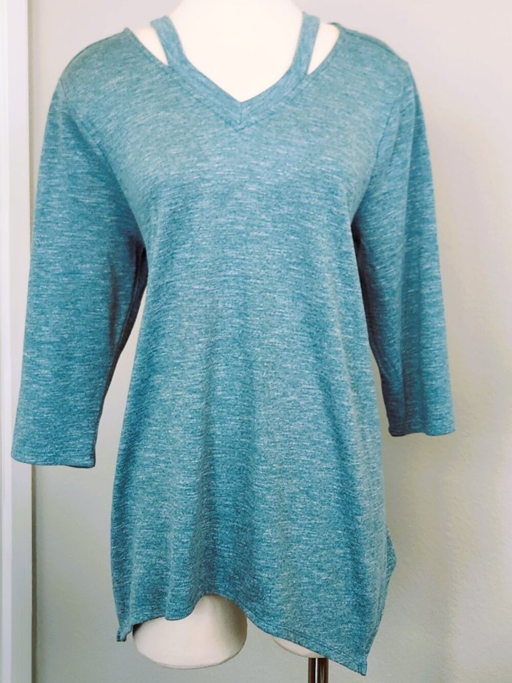 Style & Co 3/4 Sleeve Asymmetrical Tunic Women's Size XL Heather Green
